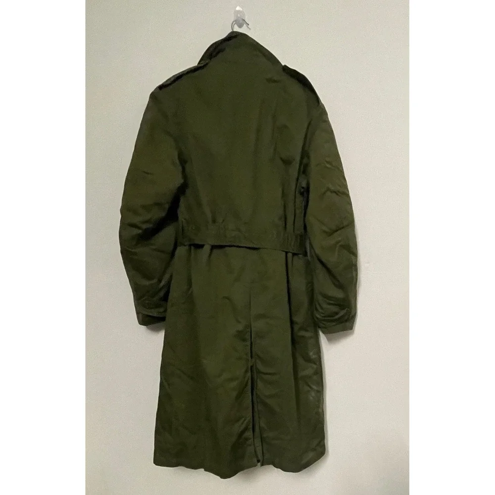 Vintage 1953 US Army Overcoat Cotton OG 107 Wool Liner Trench Coat Reg Med 1950s
